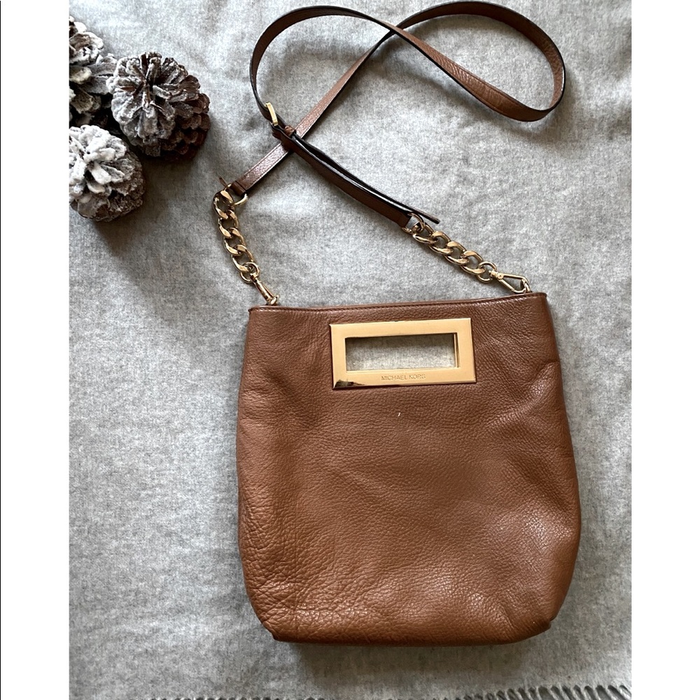 MICHAEL Michael Kors Caramel Leather & Gold Crossbody